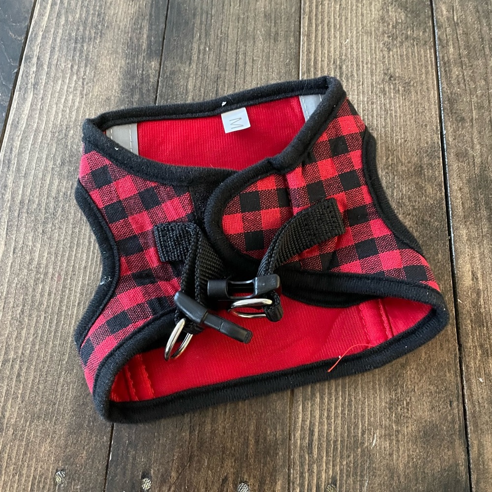 Red Buffalo plaid dog harness